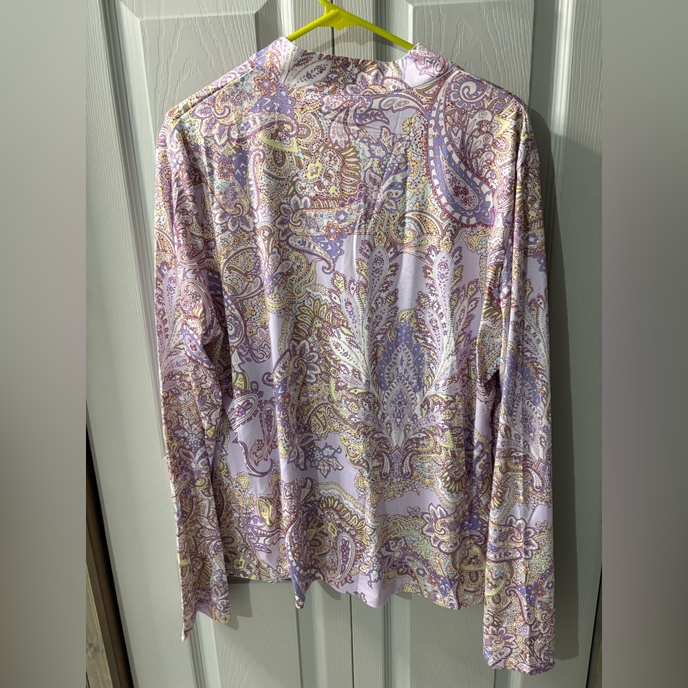 NWT ACEGOLFS Paisley Long Sleeve Quarter Zip in Purple and Yellow Size XXXL - Picture 5 of 6